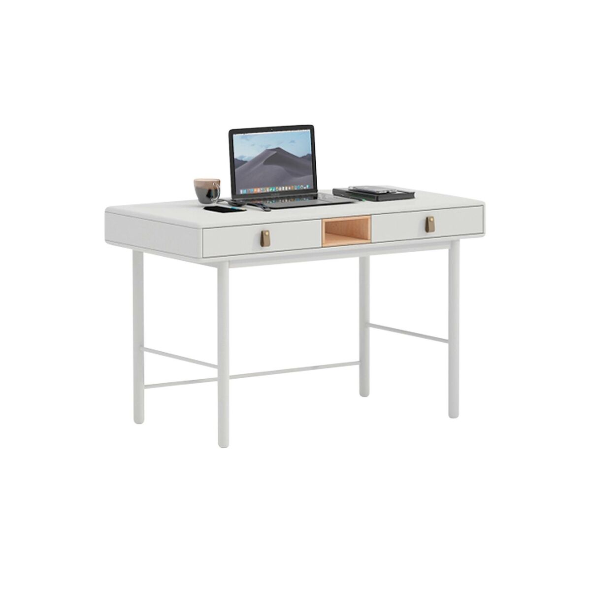 Desk Home ESPRIT White Natural Polyurethane MDF Wood 120 x 60 x 75 cm Desk Home ESPRIT White Natural Polyurethane MDF Wood 120 x 60 x 75 cm