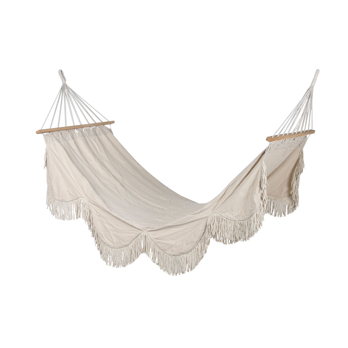 Hanging Hammock Home ESPRIT White Fringe 200 x 100 x 5 cm Hanging Hammock Home ESPRIT White Fringe 200 x 100 x 5 cm