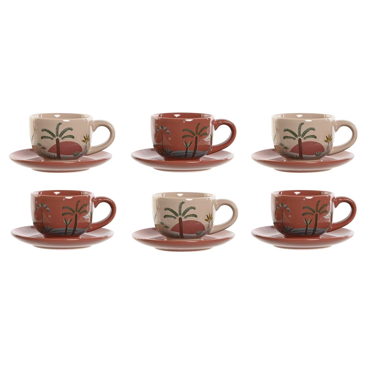 Piece Coffee Cup Set Home ESPRIT Yellow Beige Terracotta Lilac Metal Dolomite 180 ml