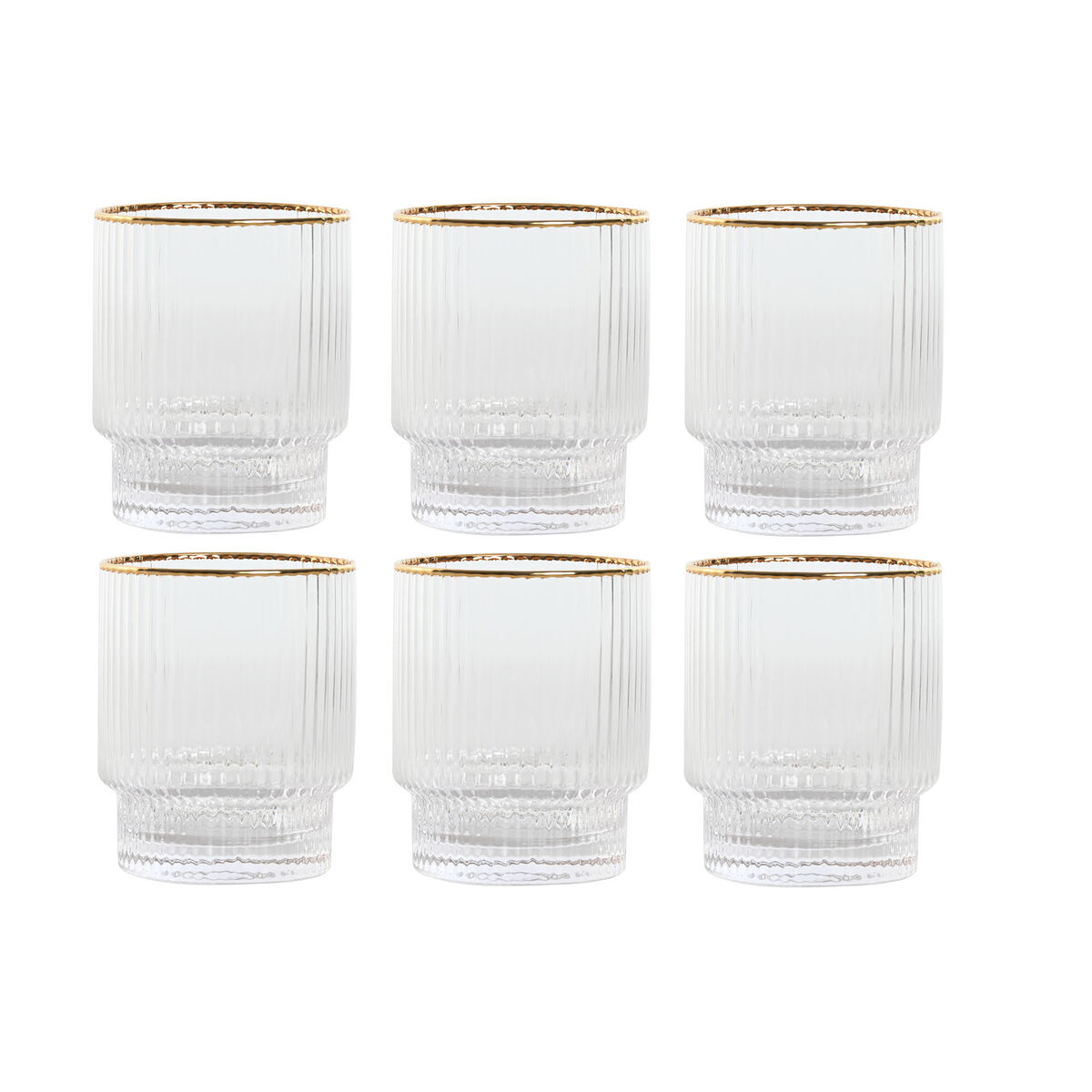 Set of glasses Home ESPRIT Transparent Golden Crystal 320 ml (6 Units)