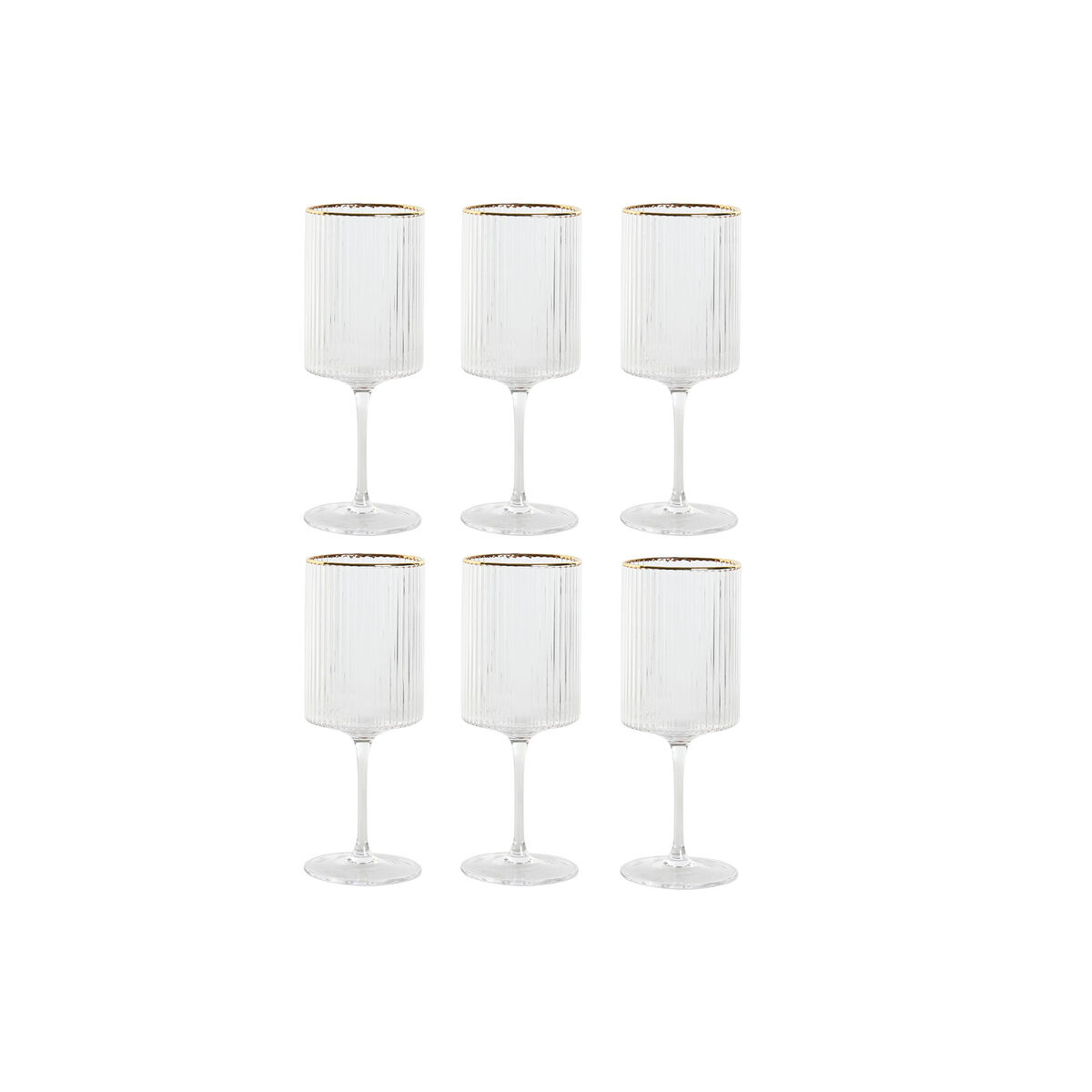 Set of glasses Home ESPRIT Transparent Golden Crystal 400 ml (6 Units)