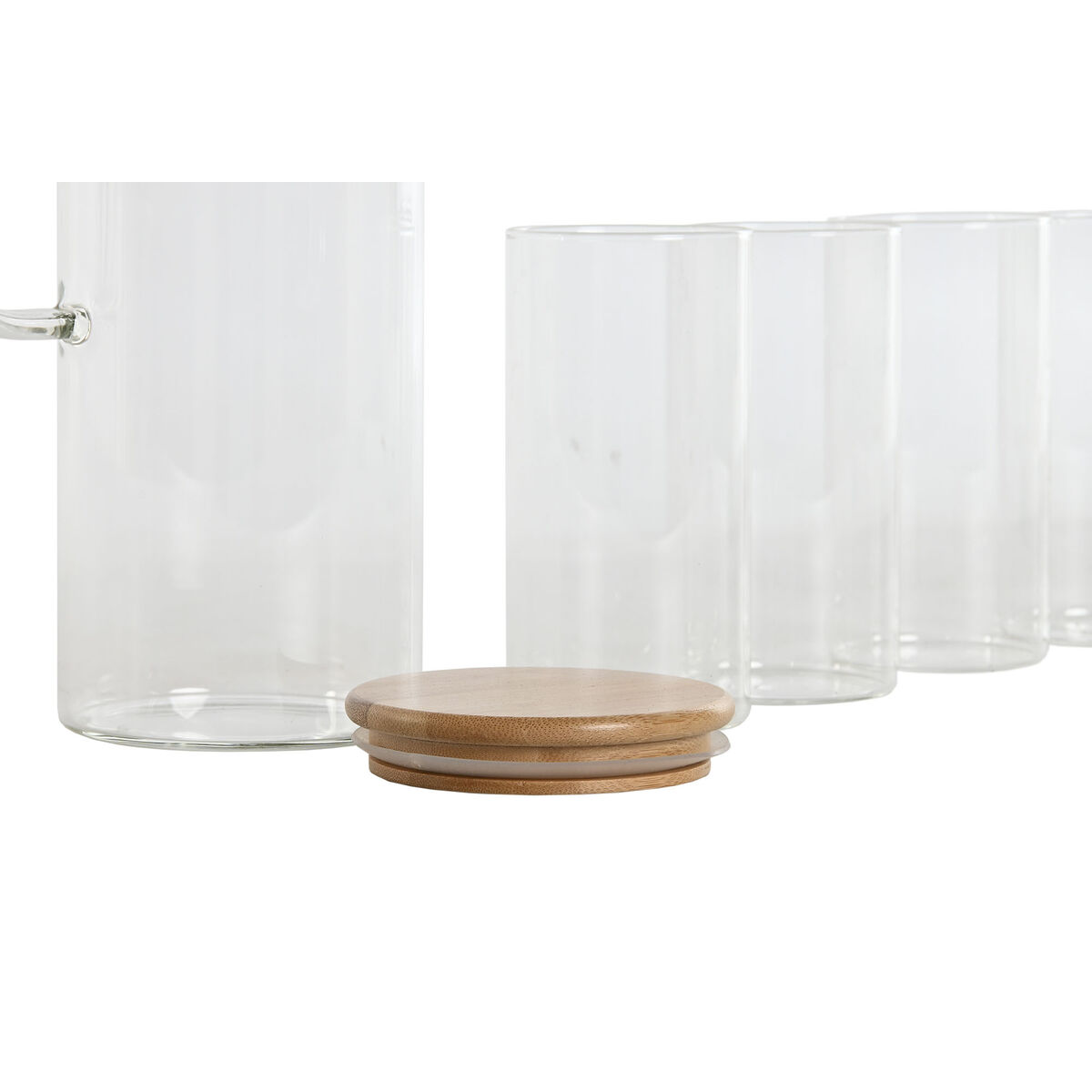 Set of glasses Home ESPRIT Transparent Bamboo Borosilicate Glass 210 ml