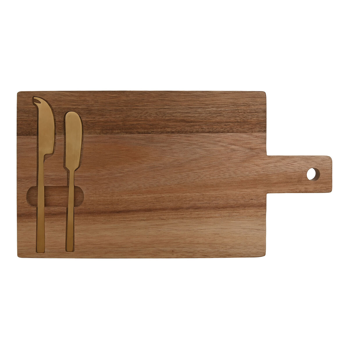 Cheese board Home ESPRIT Stainless steel Acacia 38 x 20 x 1,5 cm (3 Pieces)