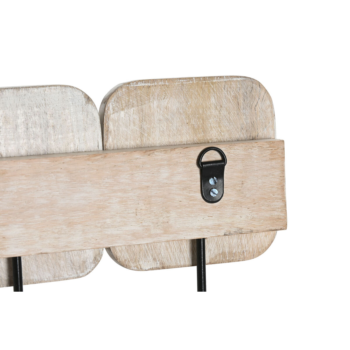 Wall mounted coat hanger Home ESPRIT White Black Iron Mango wood Urban 41 x 7 x 17 cm