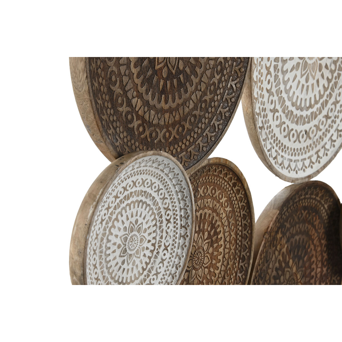 Wall Decoration Home ESPRIT White Dark brown Mandala Arab Aged finish 74 x 5 x 76 cm