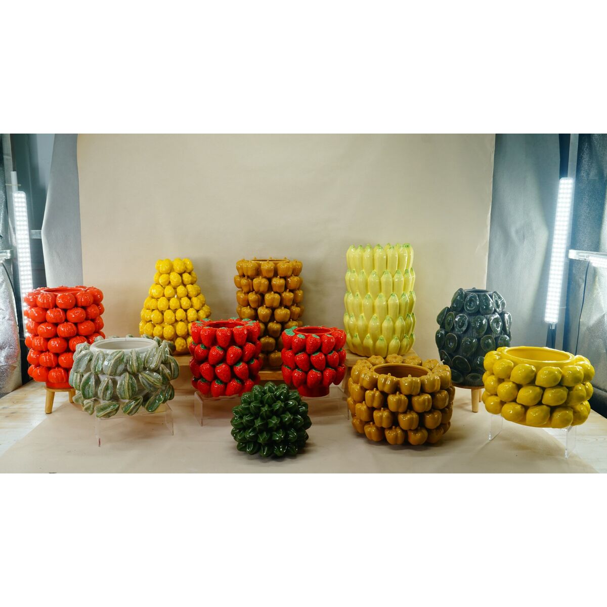 Vase Home ESPRIT Green Ceramic Stoneware Avocado Tropical 25 x 25 x 30 cm