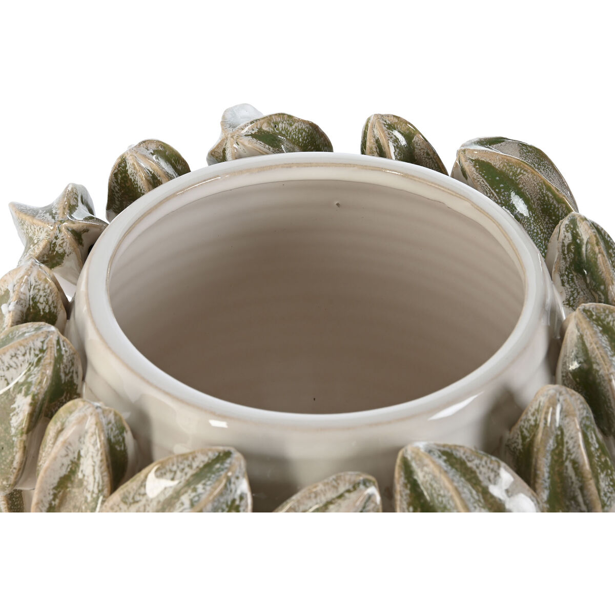 Centerpiece Home ESPRIT White Green Tropical 30 x 30 x 20 cm