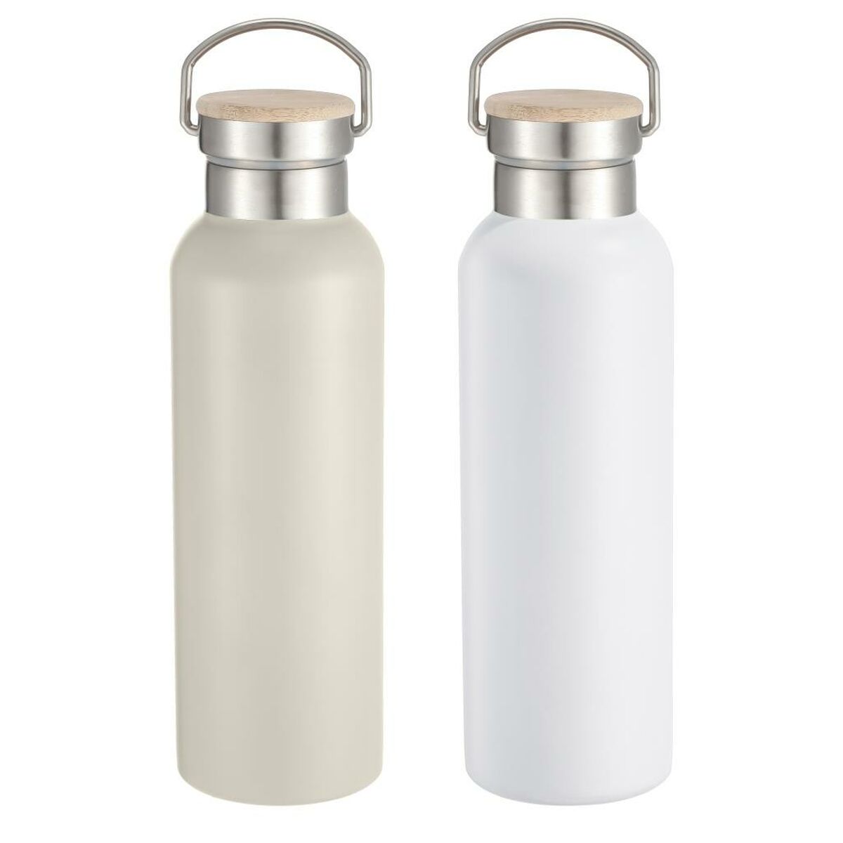 Water bottle Home ESPRIT White Beige Natural Bamboo Stainless steel 500 ml (2 Units) Water bottle Home ESPRIT White Beige Natural Bamboo Stainless steel 500 ml (2 Units)