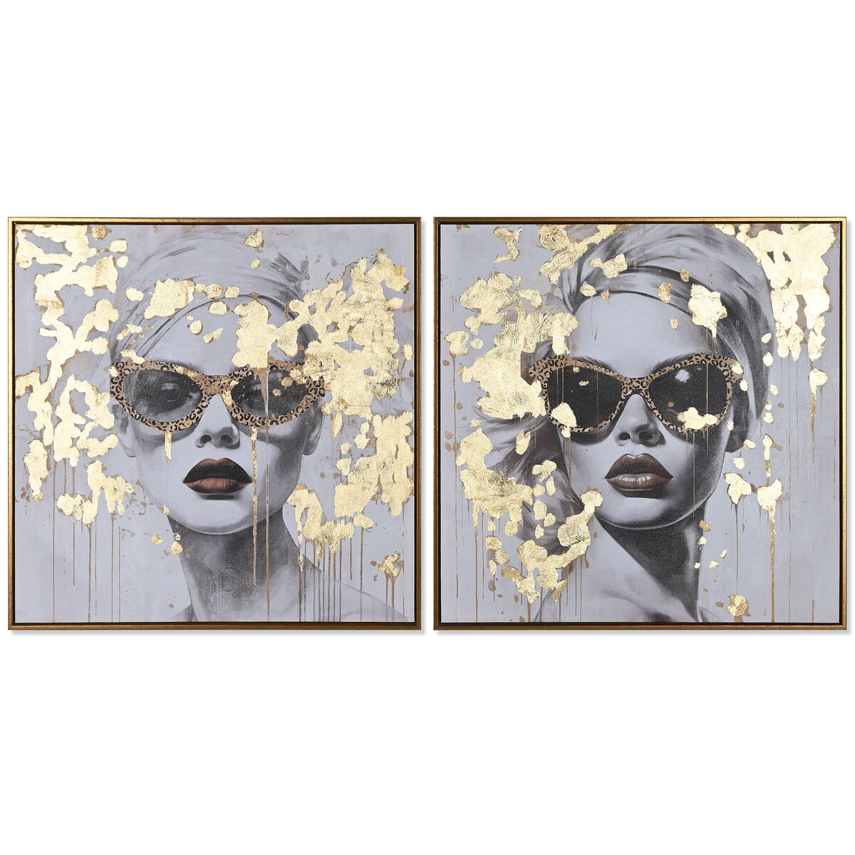 Painting Home ESPRIT Golden chica 70 x 3,5 x 70 cm (2 Units) Painting Home ESPRIT Golden chica 70 x 3,5 x 70 cm (2 Units)