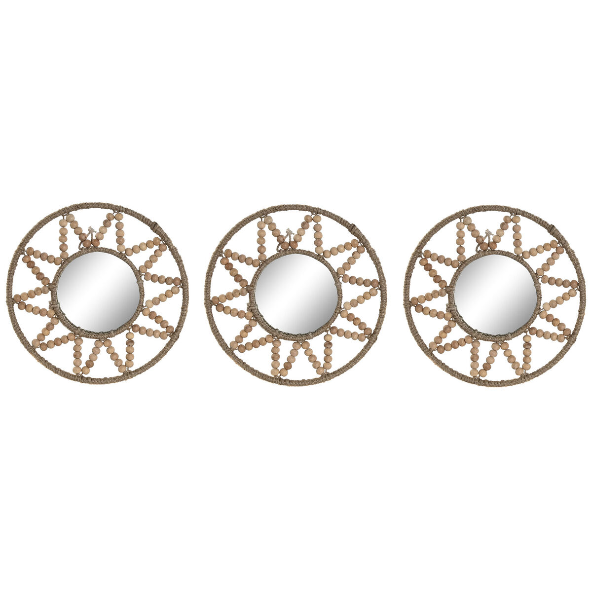 Mirror Set Home ESPRIT Natural Scandi 20 x 1 x 20 cm (3 Pieces) Mirror Set Home ESPRIT Natural Scandi 20 x 1 x 20 cm (3 Pieces)