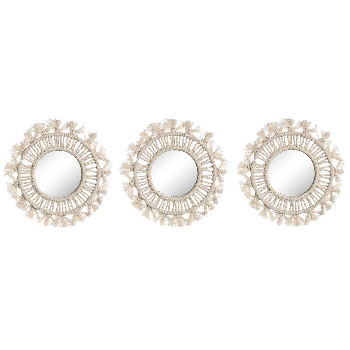 Mirror Set Home ESPRIT White Boho 20 x 1 x 20 cm (3 Pieces) Mirror Set Home ESPRIT White Boho 20 x 1 x 20 cm (3 Pieces)