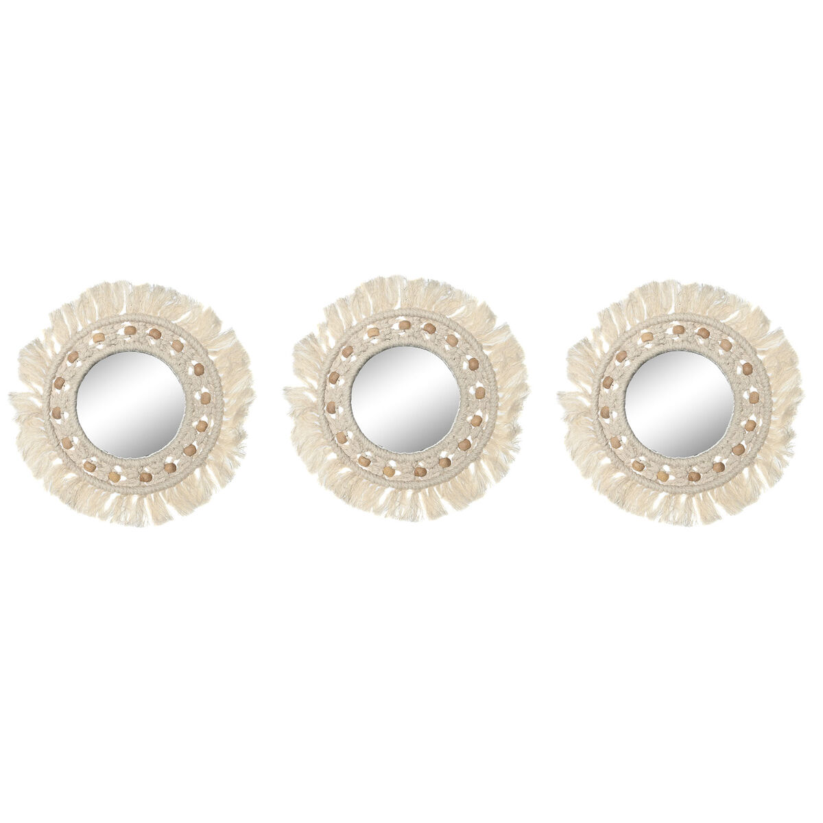 Wall mirror Home ESPRIT White Boho 20 x 1 x 20 cm (3 Pieces) Wall mirror Home ESPRIT White Boho 20 x 1 x 20 cm (3 Pieces)