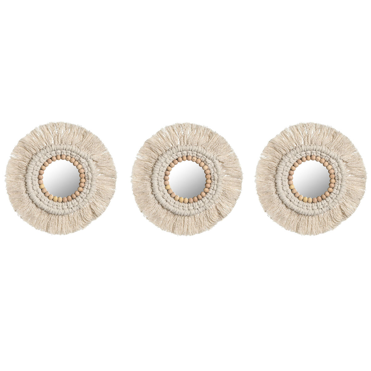 Mirror Set Home ESPRIT White Boho 20 x 1 x 20 cm (3 Pieces) Mirror Set Home ESPRIT White Boho 20 x 1 x 20 cm (3 Pieces)