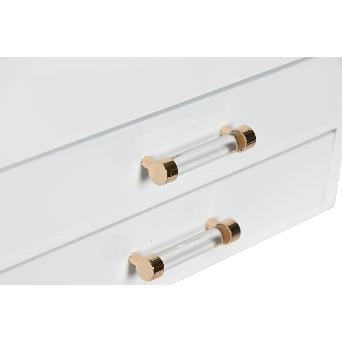 Jewelry box Home ESPRIT White Cream Wood Crystal MDF Wood 23 x 18 x 14 cm