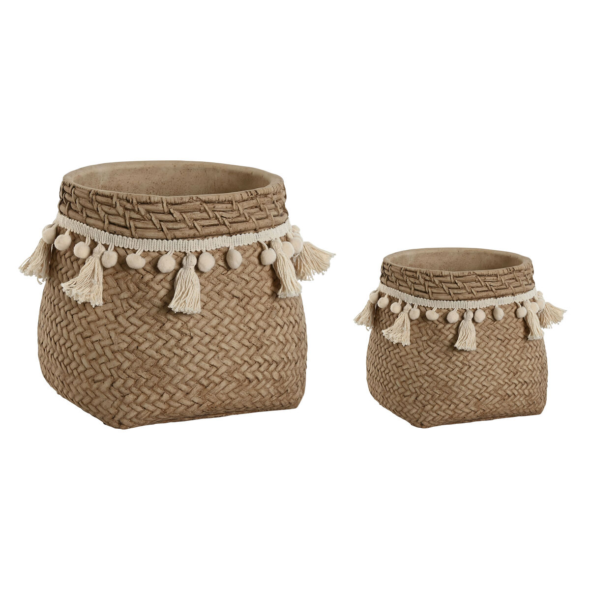 Set of Planters Home ESPRIT Light brown Cement Tropical 30 x 29 x 25 cm Set of Planters Home ESPRIT Light brown Cement Tropical 30 x 29 x 25 cm