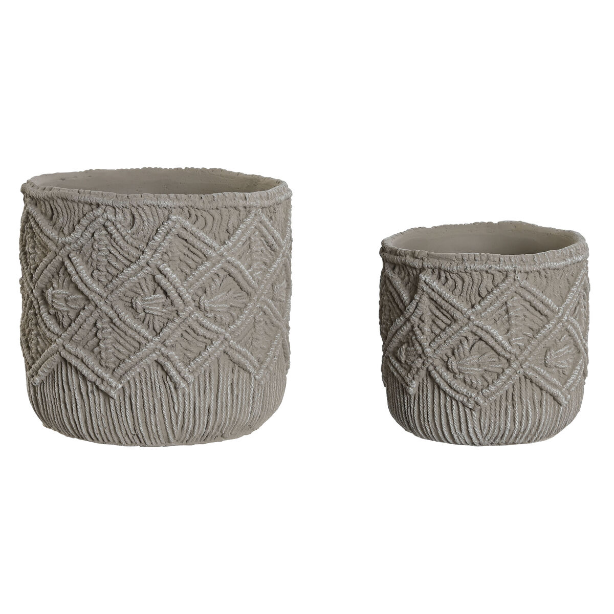 Set of Planters Home ESPRIT Light grey Cement 20 x 20 x 18 cm Set of Planters Home ESPRIT Light grey Cement 20 x 20 x 18 cm