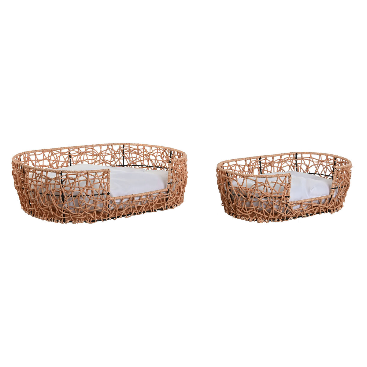 Pet bed Home ESPRIT White Light brown Metal synthetic rattan 50 x 35 x 14 cm (2 Pieces) Pet bed Home ESPRIT White Light brown Metal synthetic rattan 50 x 35 x 14 cm (2 Pieces)