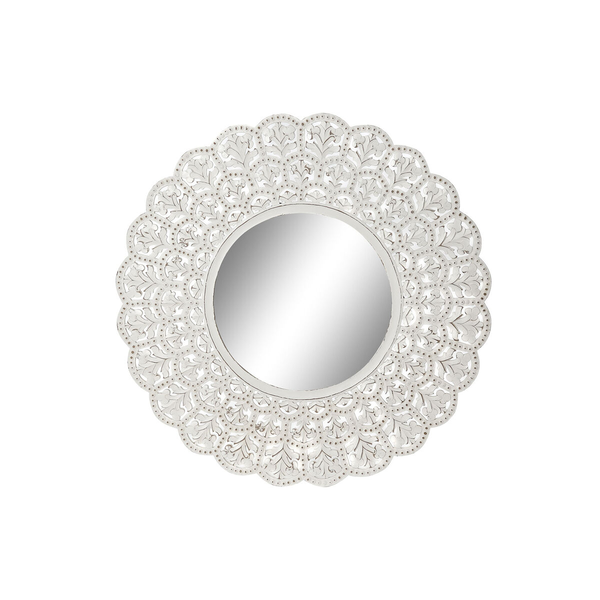 Wall mirror Home ESPRIT White Indian Man Stripped 89 x 2 x 89 cm