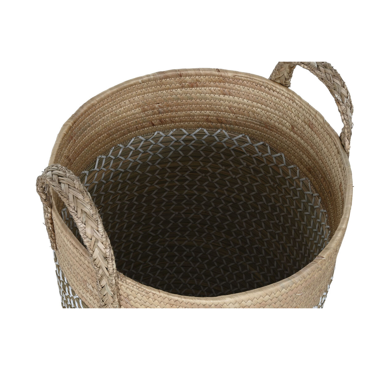 Basket set Home ESPRIT White Natural Light brown PVC Rope Seagrass Rushes 44 x 44 x 63 cm (3 Pieces)