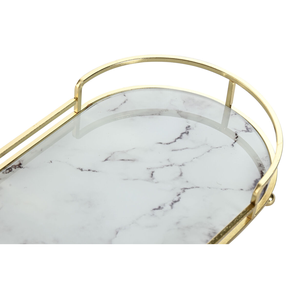 Set of trays Home ESPRIT White Golden Modern 31 x 17 x 5 cm (2 Units)