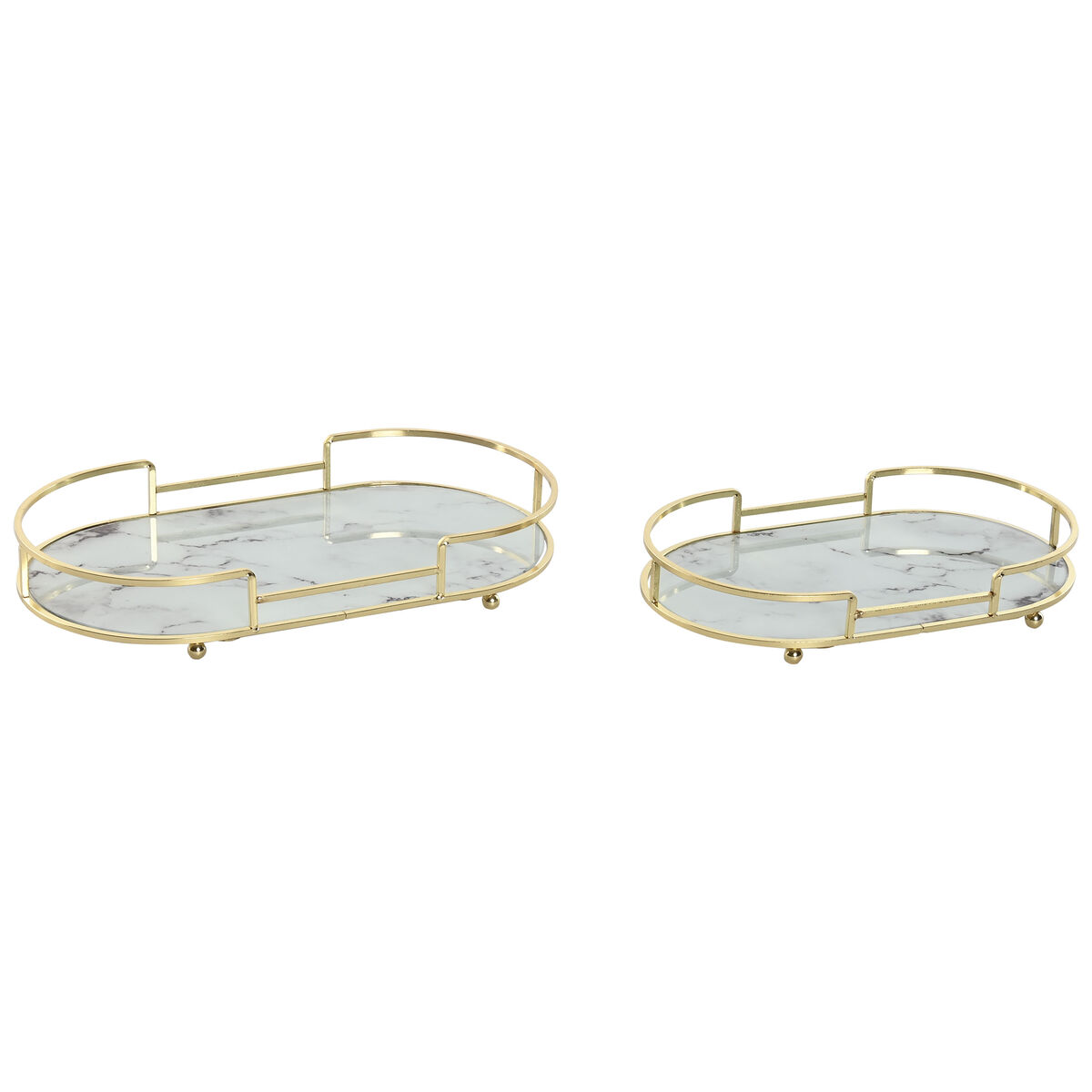 Set of trays Home ESPRIT White Golden Modern 31 x 17 x 5 cm (2 Units)