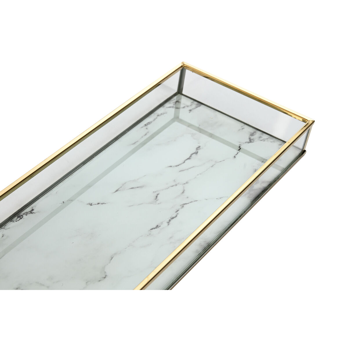 Set of trays Home ESPRIT White Golden Modern 42 x 15 x 4 cm (2 Units)