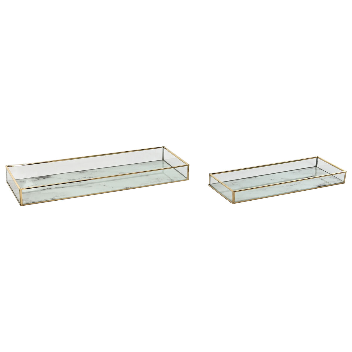 Set of trays Home ESPRIT White Golden Modern 42 x 15 x 4 cm (2 Units)