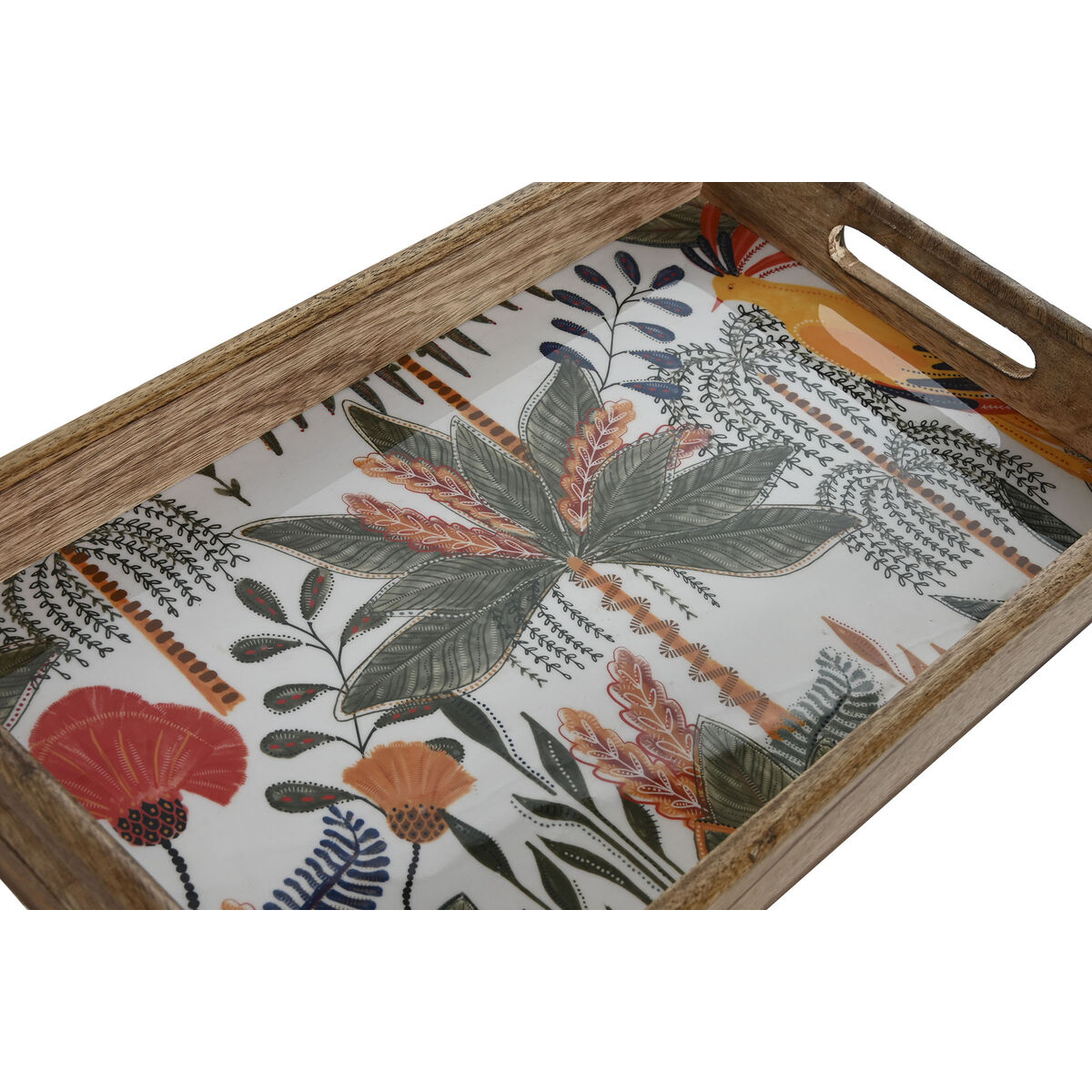 Snack tray Home ESPRIT Green Orange Tropical Stripped 43,5 x 27 x 5,5 cm (2 Units)