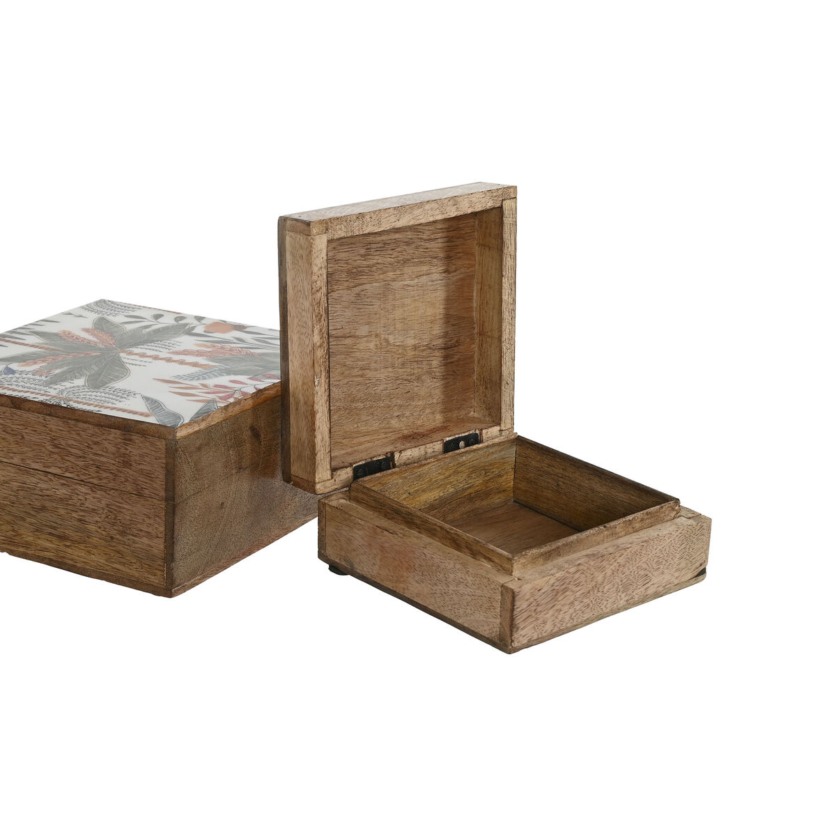 Jewelry box Home ESPRIT Green Orange Mango wood 18 x 18 x 9 cm (2 Pieces)