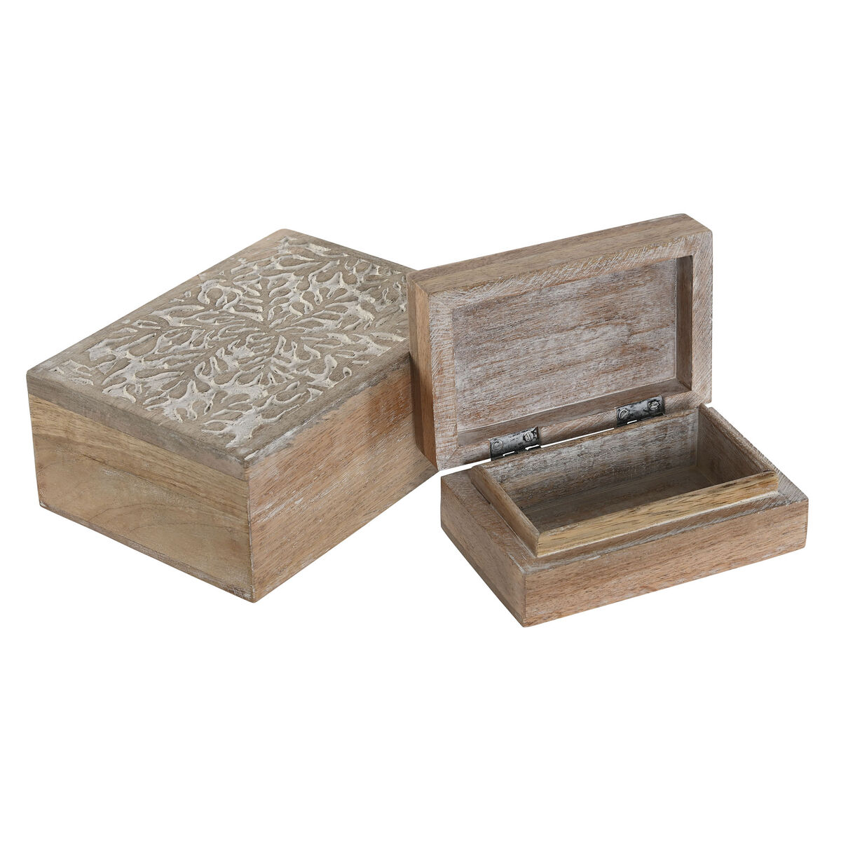 Jewelry box Home ESPRIT White Natural Mango wood (2 Pieces)