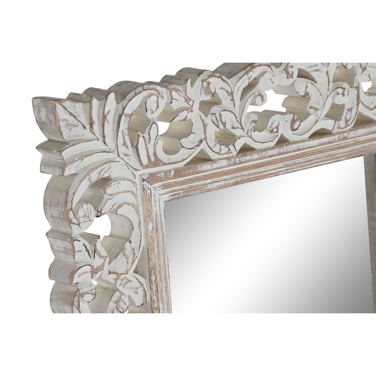 Wall mirror Home ESPRIT White Natural Indian Man Stripped