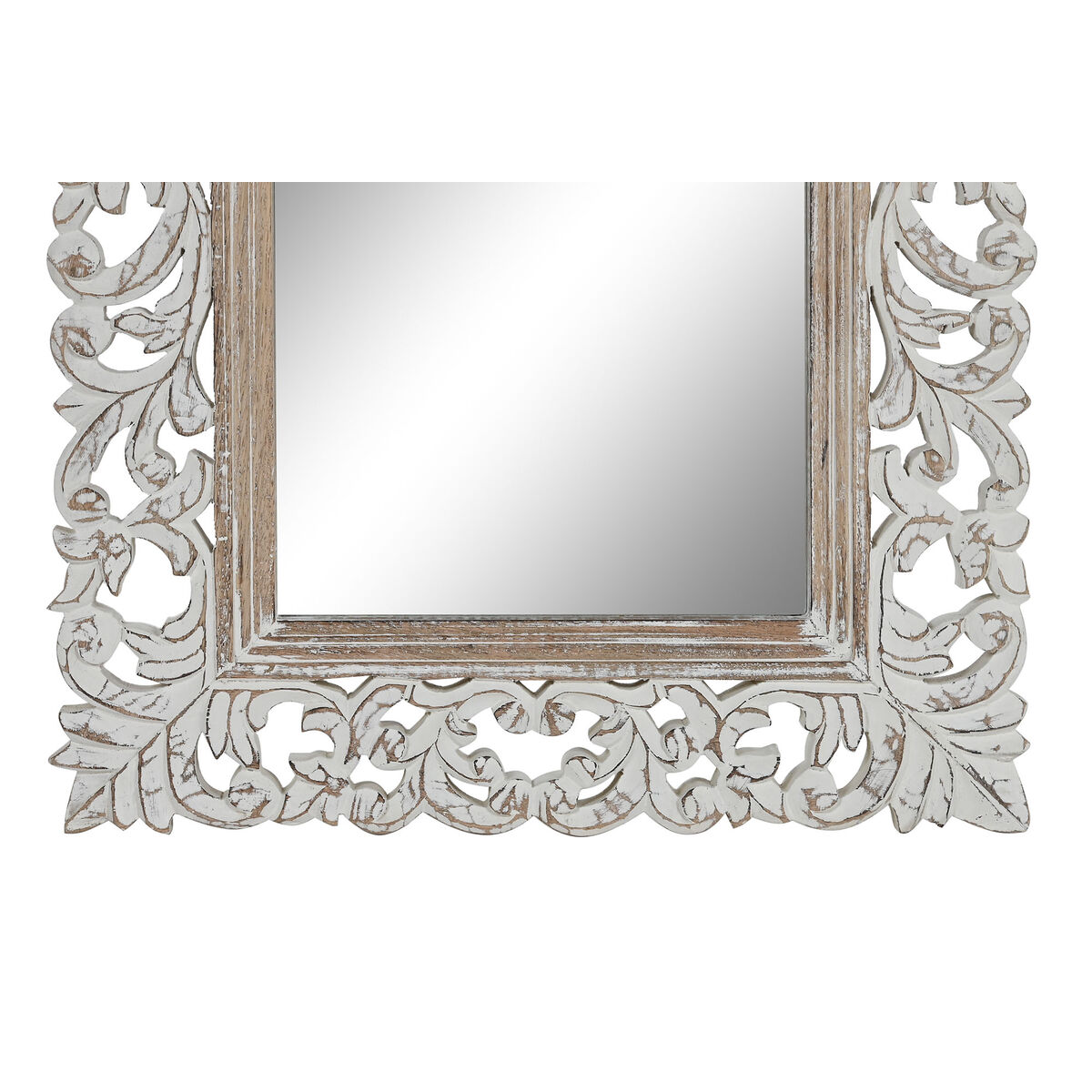 Wall mirror Home ESPRIT White Natural Indian Man Stripped