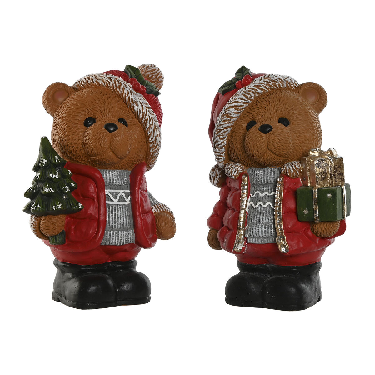 Christmas bauble Home ESPRIT Brown Red Bear (2 Units)