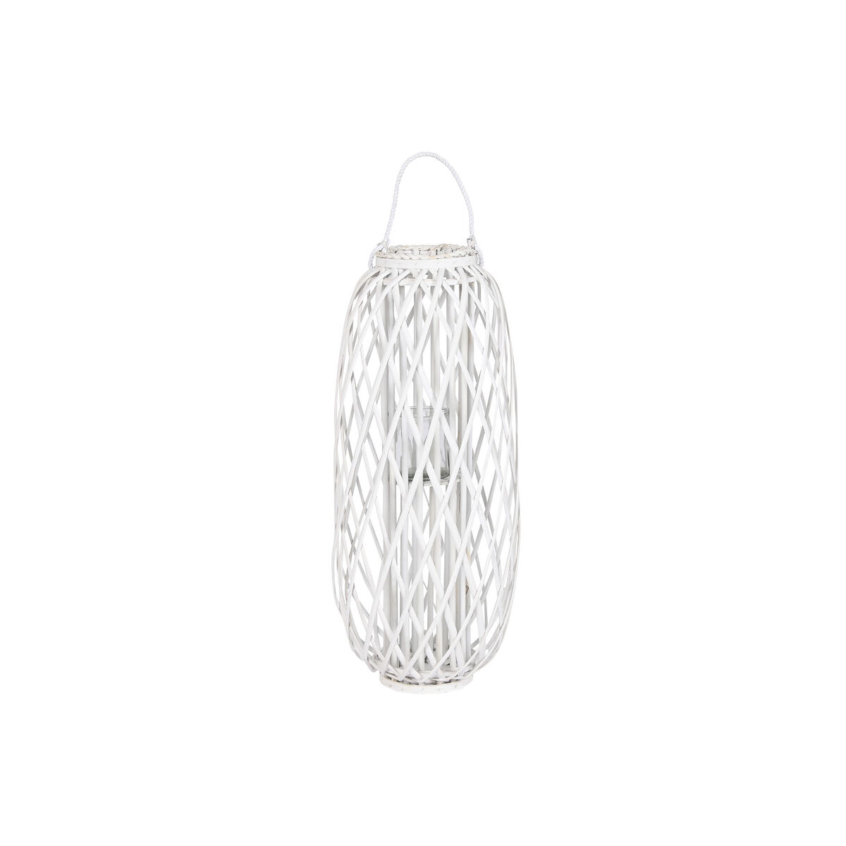 Candleholder Home ESPRIT White wicker Crystal 34 x 34 x 80 cm Candleholder Home ESPRIT White wicker Crystal 34 x 34 x 80 cm