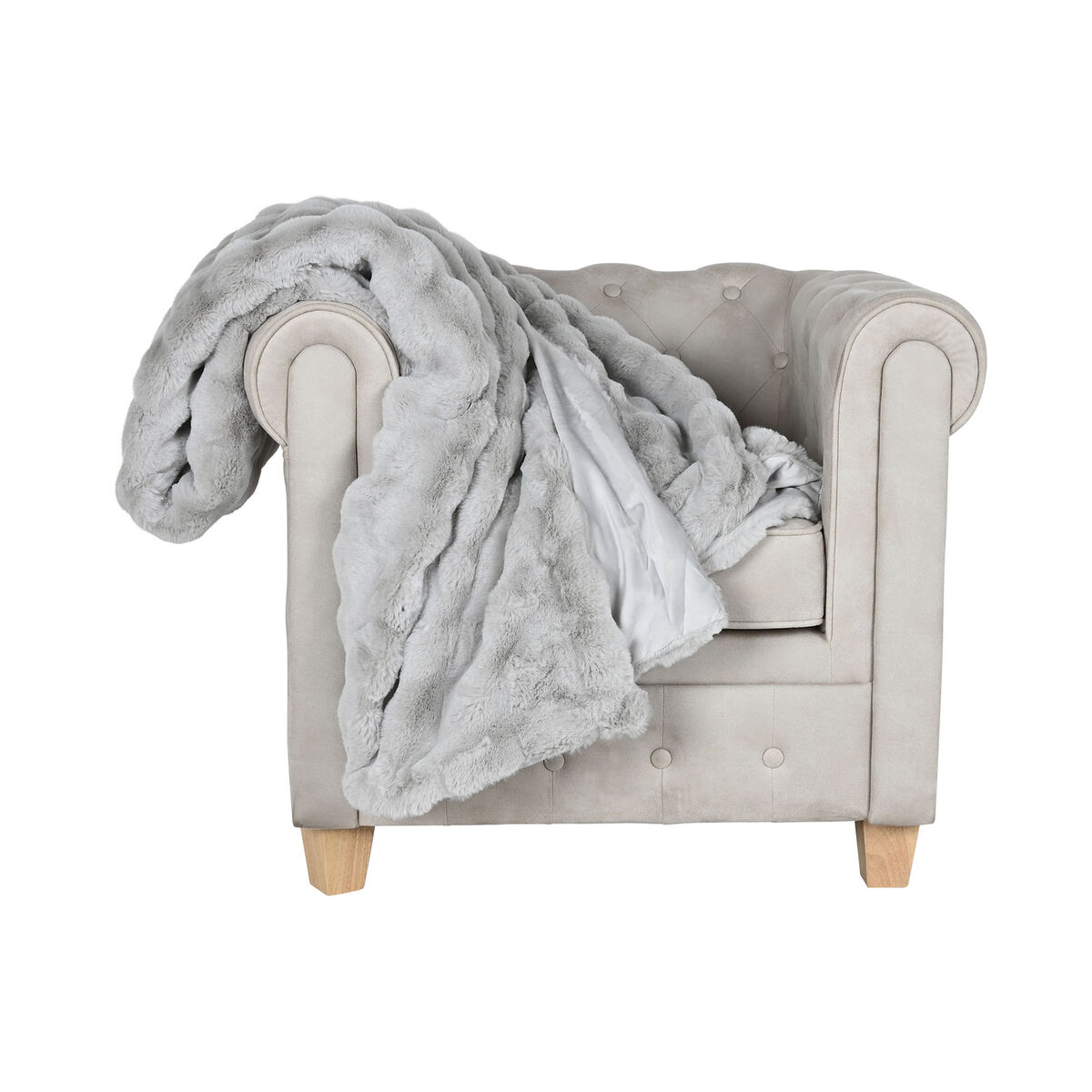 Blanket Home ESPRIT Light grey 220 x 240 x 1 cm