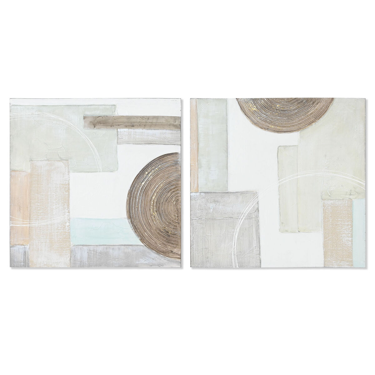 Painting Home ESPRIT Beige Grey Canvas MDF Wood Abstract Modern 50 x 2,5 x 50 cm (2 Units) Painting Home ESPRIT Beige Grey Canvas MDF Wood Abstract Modern 50 x 2,5 x 50 cm (2 Units)