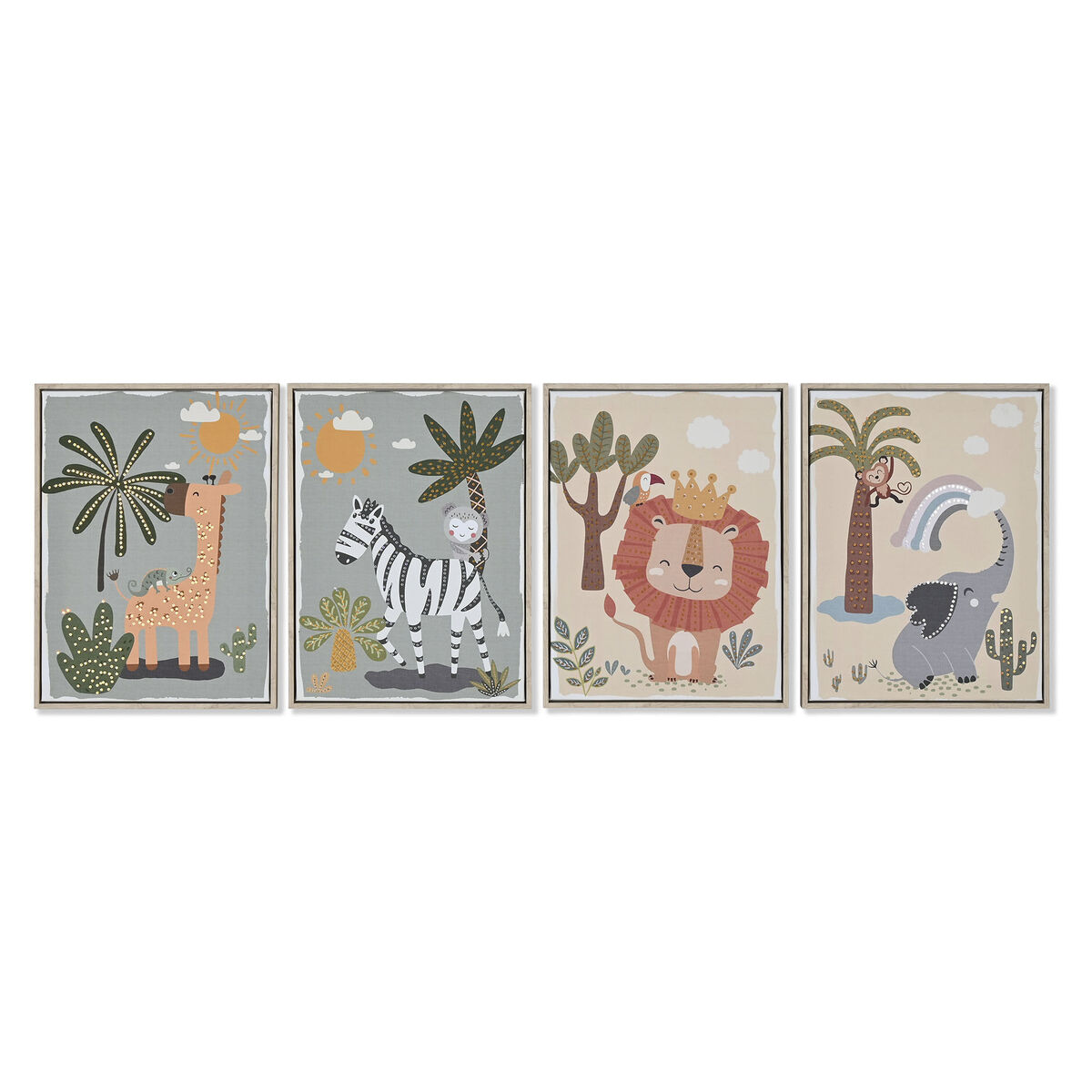Painting Home ESPRIT Children’s animals 30 x 3 x 40 cm (4 Units)