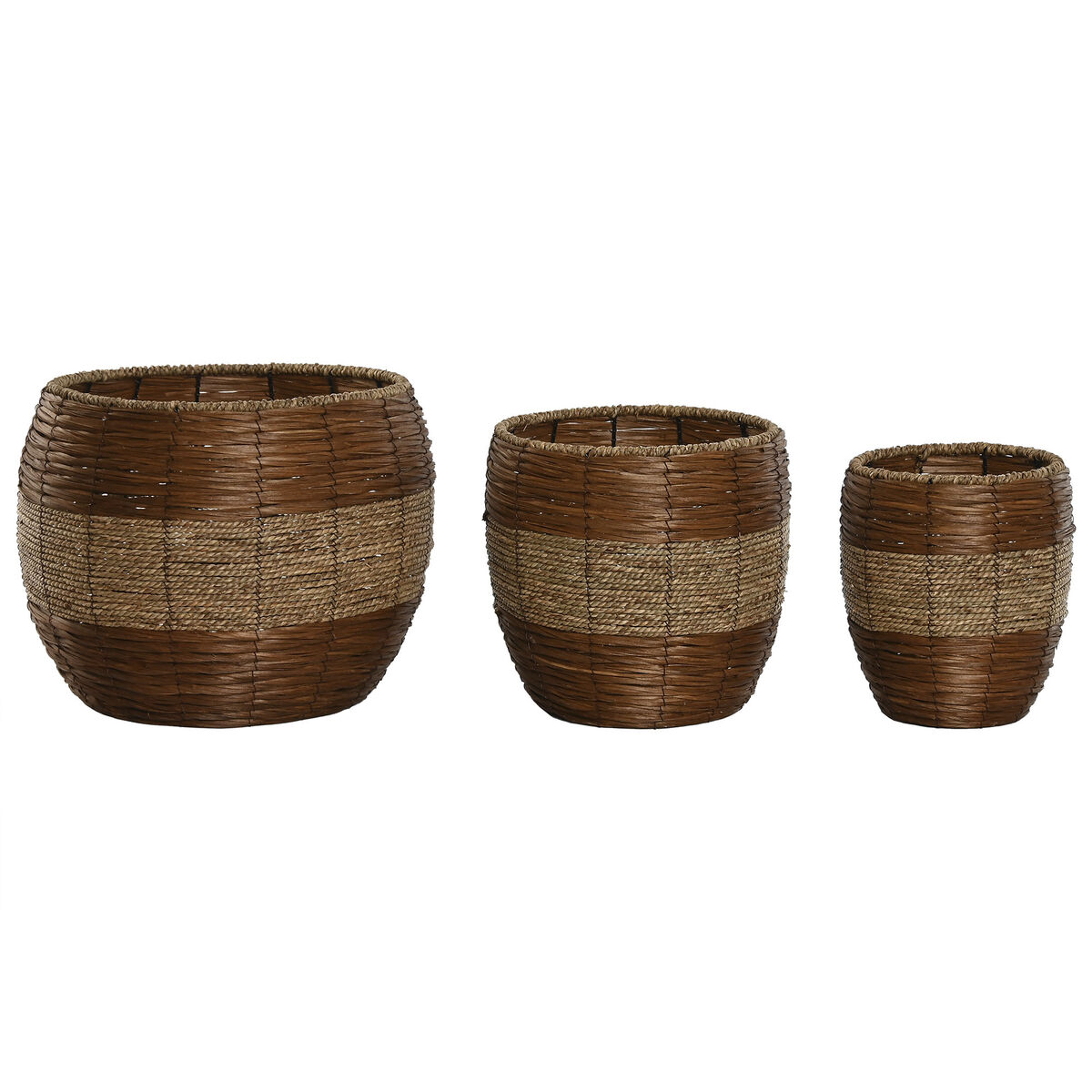 Set of Planters Home ESPRIT Natural Metal Fibre Tropical 33 x 33 x 30 cm Set of Planters Home ESPRIT Natural Metal Fibre Tropical 33 x 33 x 30 cm