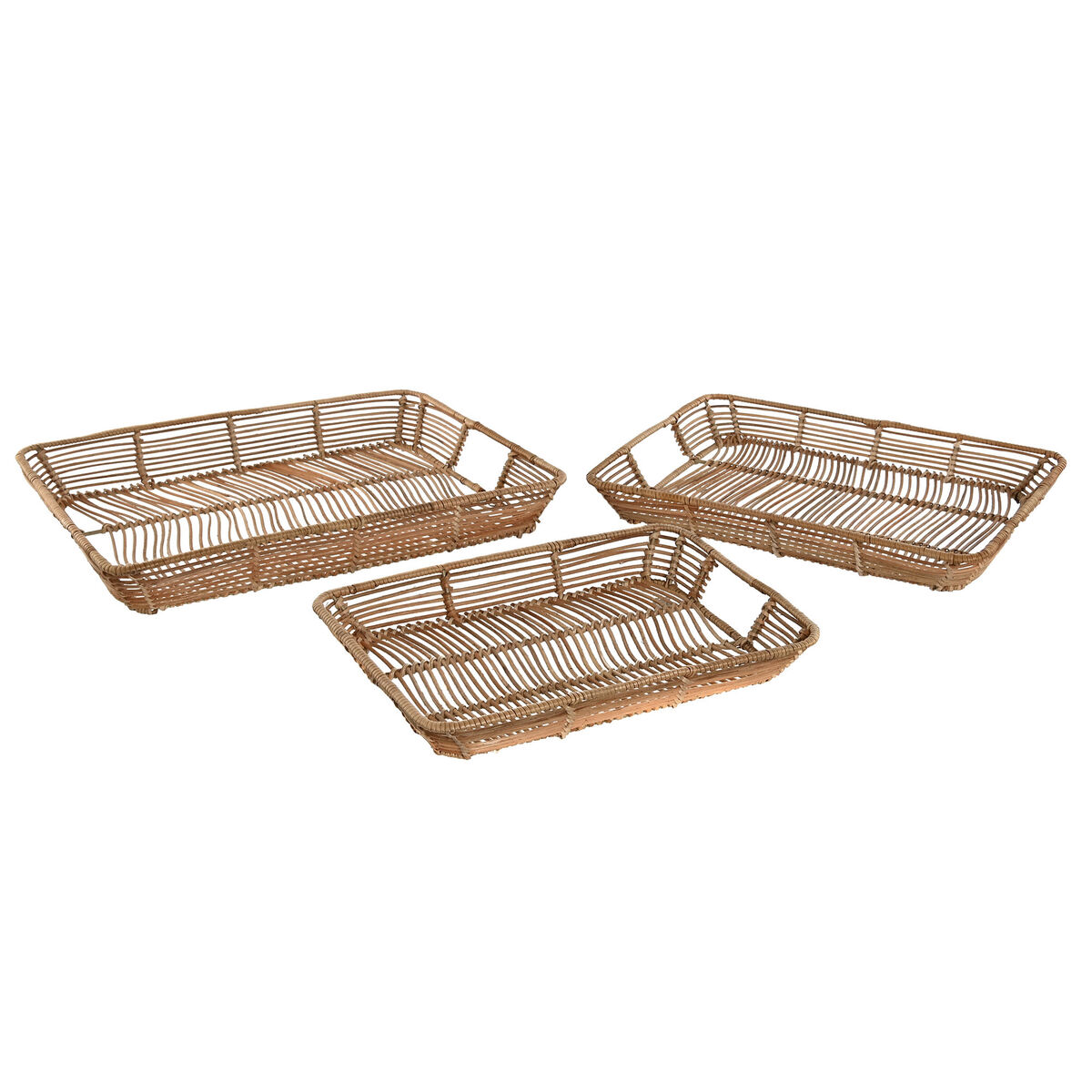 Set of trays Home ESPRIT Natural Tropical 44 x 32 x 6 cm (3 Units)