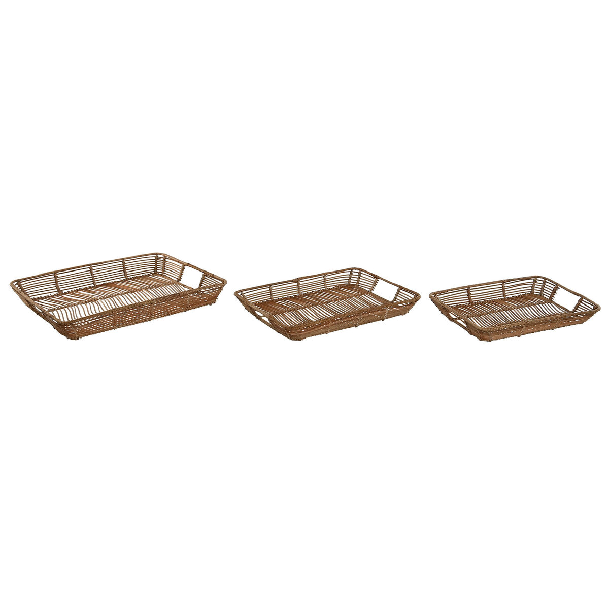 Set of trays Home ESPRIT Natural Tropical 44 x 32 x 6 cm (3 Units)