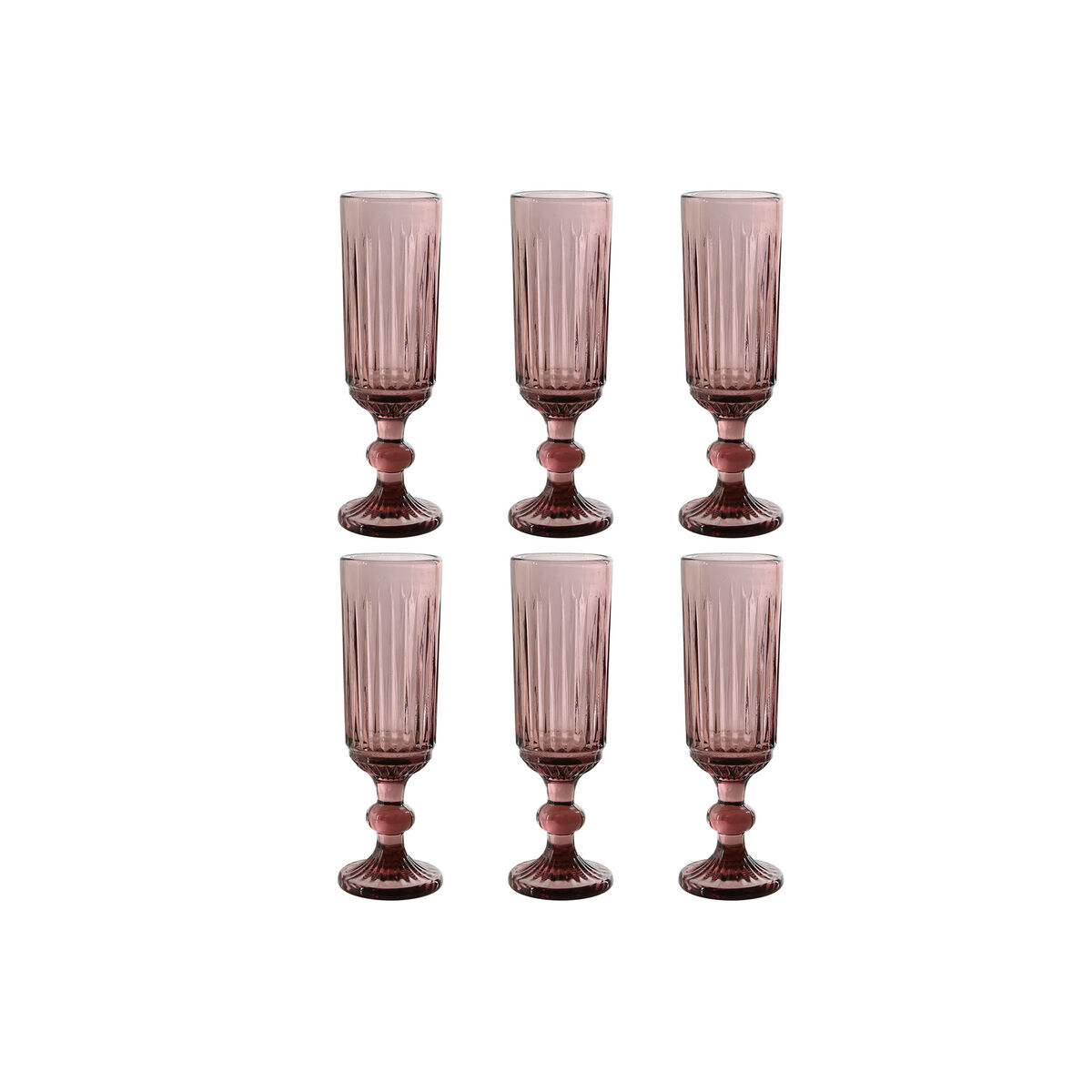 Set of cups Home ESPRIT Pink Crystal 6 x 6 x 18,4 cm (6 Units)