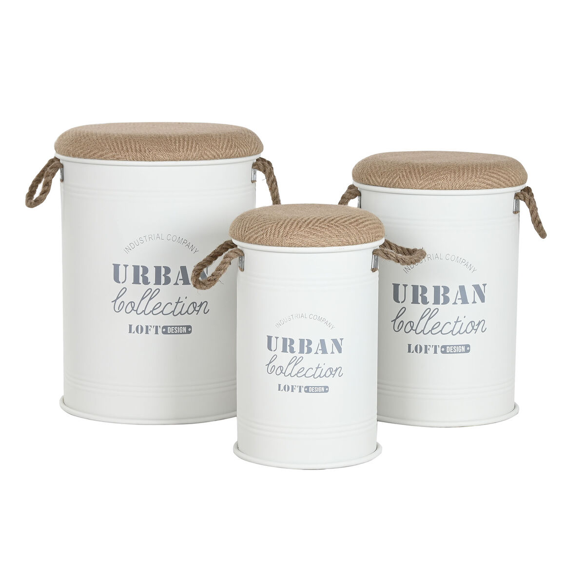 Decorative box Home ESPRIT White Polyurethane Metal Fibre Urban (3 Pieces)