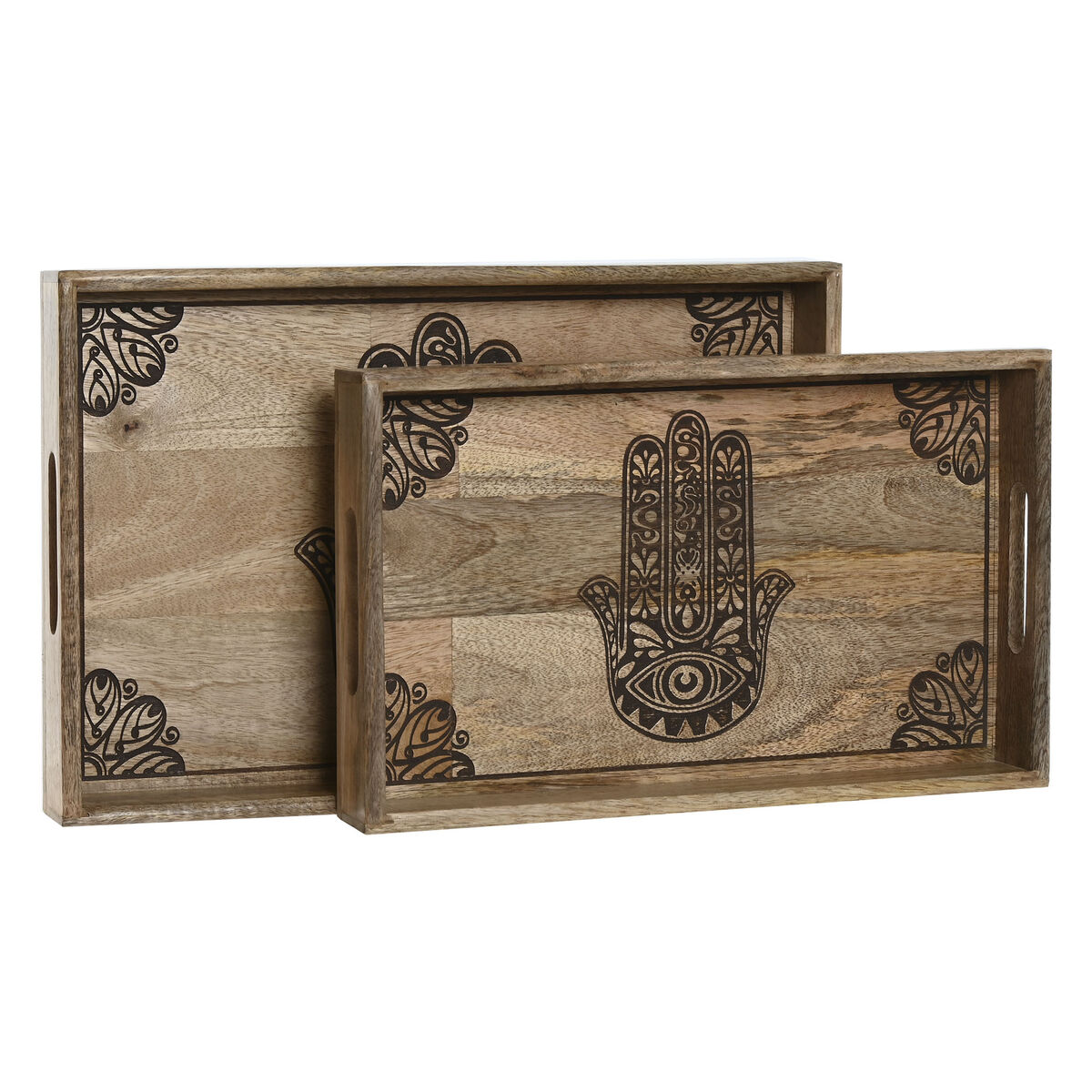 Set of trays Home ESPRIT Natural Mango wood 43,5 x 27 x 5,5 cm (2 Units)
