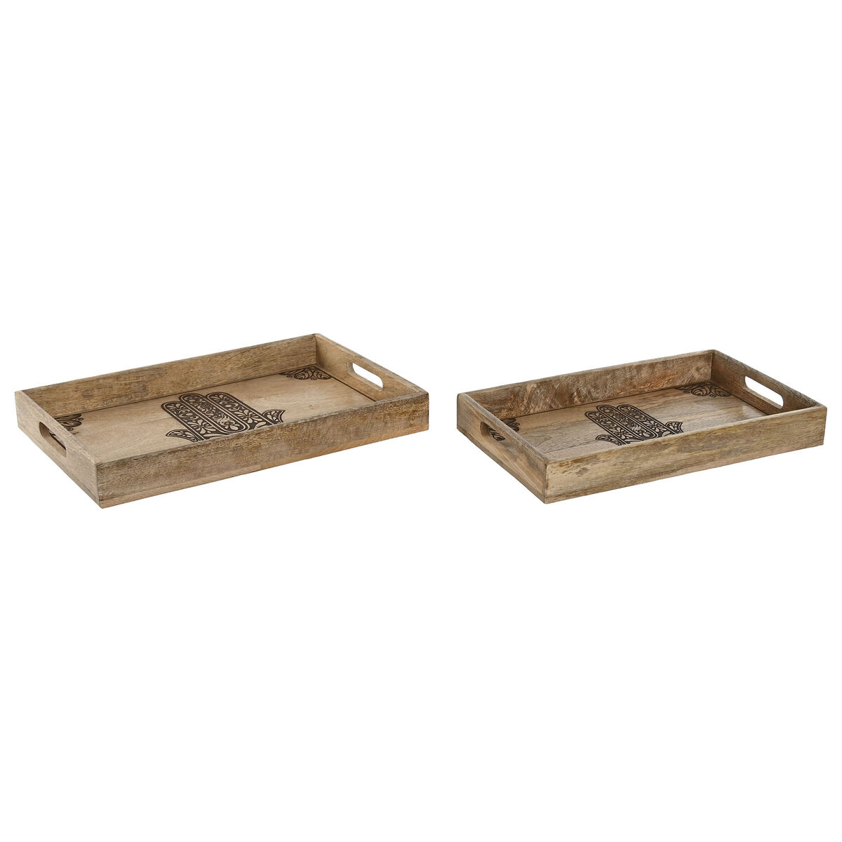 Set of trays Home ESPRIT Natural Mango wood 43,5 x 27 x 5,5 cm (2 Units)
