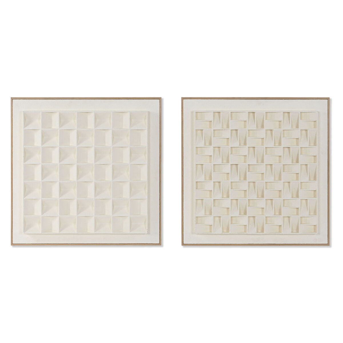 Painting Home ESPRIT Beige Geometric Modern 60 x 7 x 60 cm (2 Units)