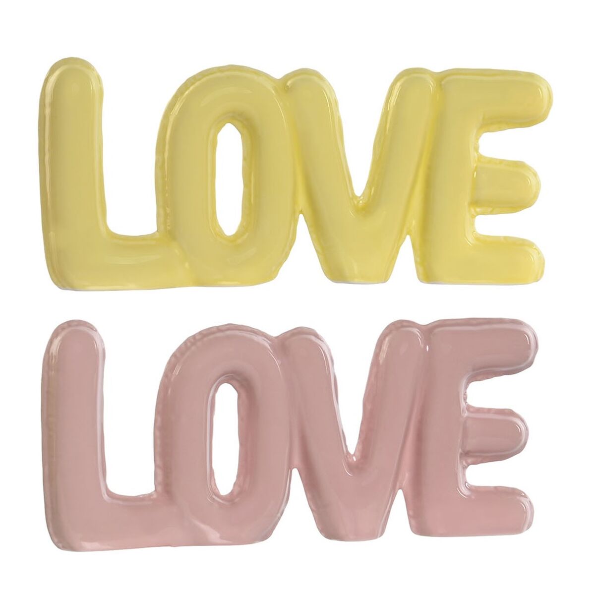 Decorative Figure Home ESPRIT LOVE Yellow Pink Children’s 24 X 2,5 X 10 cm (2 Units)