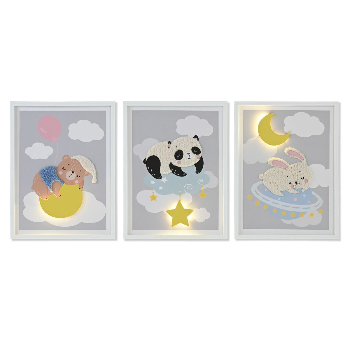 Painting Home ESPRIT Yellow Grey Children’s 30 x 1,8 x 40 cm (4 Units)