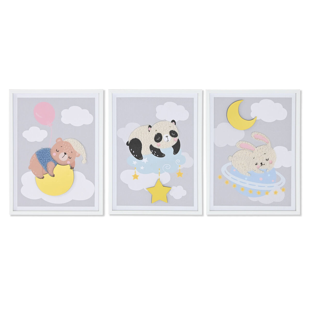Painting Home ESPRIT Yellow Grey Children’s 30 x 1,8 x 40 cm (4 Units)