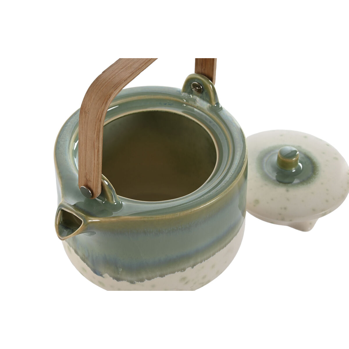 Teapot Home ESPRIT White Green Bamboo Porcelain 1 L