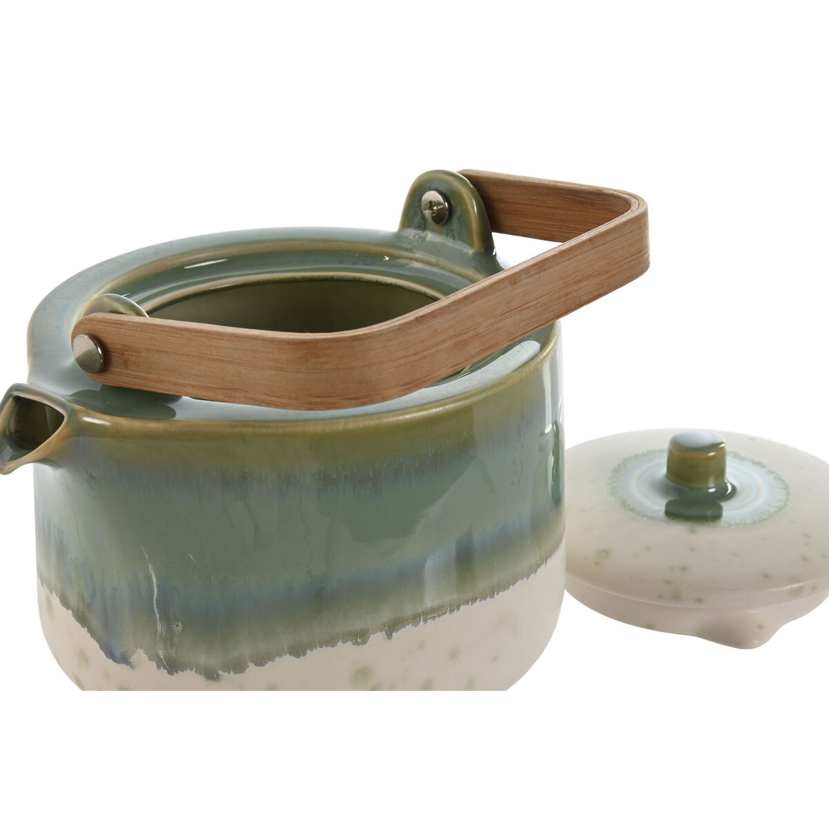 Teapot Home ESPRIT White Green Bamboo Porcelain 1 L